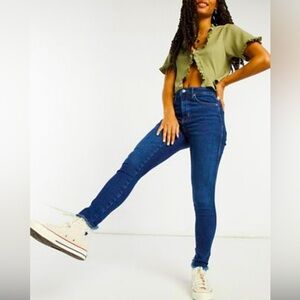 Free people raw hem high rise jegging in Navy Size 26